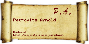 Petrovits Arnold névjegykártya