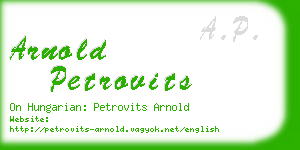 arnold petrovits business card